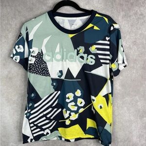 Adidas Blue and Yellow Graphic Tee